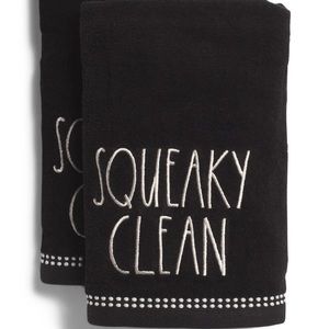 Set of 2 velour hand towels Rae Dunn squeaky clean